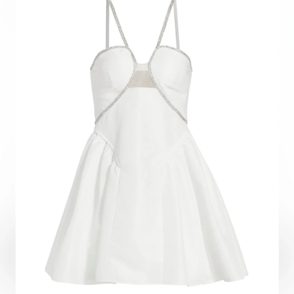 Self Portrait embellished taffeta flared mini dress - Picture 5 of 5